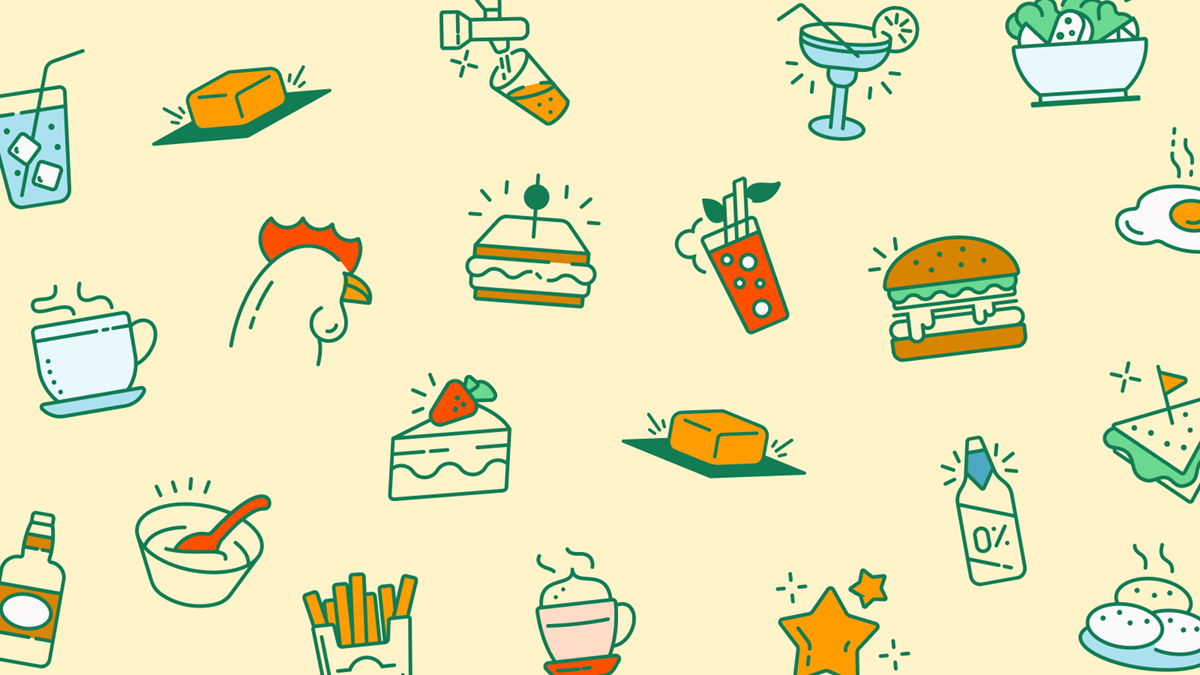 Pattern of restaurant-inspired icons